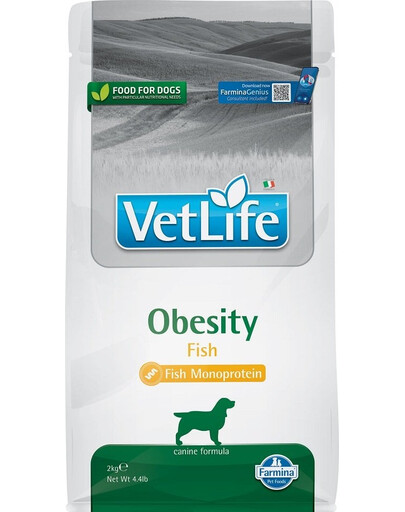 Krmivo FARMINA Vet Life Obesity Fish pro dospělé psy 2 kg + krmivo FARMINA Vet Life Dental Treat Obesity Medium/Maxi 100 g (7 ks) ZDARMA!