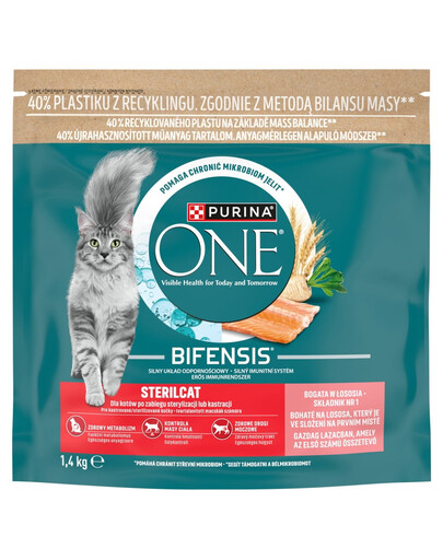 PURINA ONE Bifensis Sterilcat Salmon 1,4 kg bohaté na lososa, suché krmivo pro sterilizované kočky