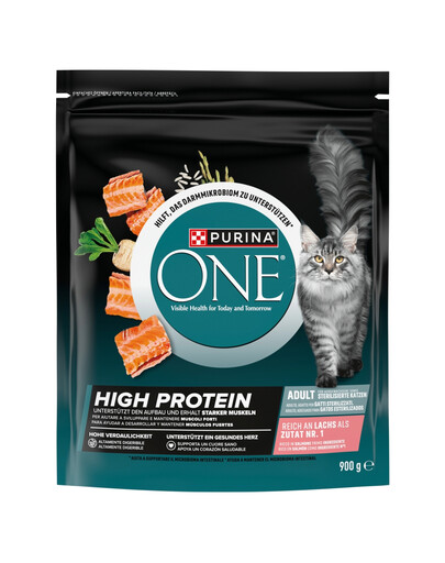PURINA ONE High Protein Salmon 900g bohaté na lososa granule pro kočky