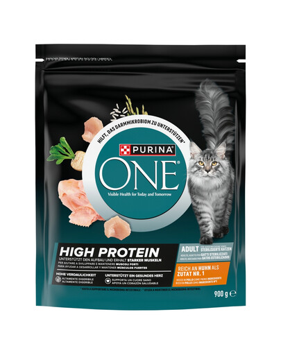 PURINA ONE High Protein Chicken 900g bohaté na kuře, suché krmivo pro kočky