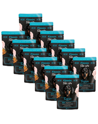 FITMIN For Life Dog Adult Turkey 12x85 g krůtí maso s rakytníkem v omáčce