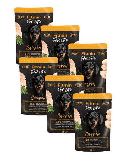 FITMIN For Life Dog Adult Chicken 6x85 g kuře s bylinkami v omáčce
