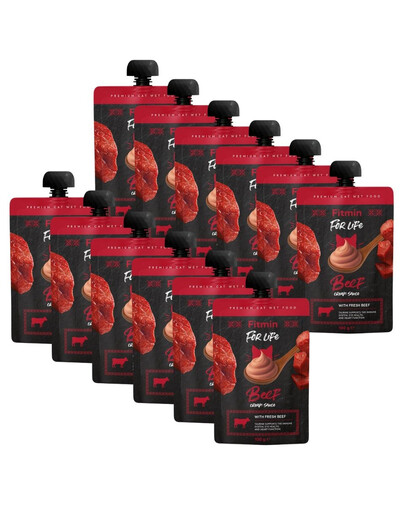 FITMIN For Life Cat Cream Sauce Beef 12x100 g krémové sáčky s hovězím masem pro kočky