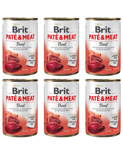 BRIT Pate&Meat beef 6x400 g paštika s hovězím masem