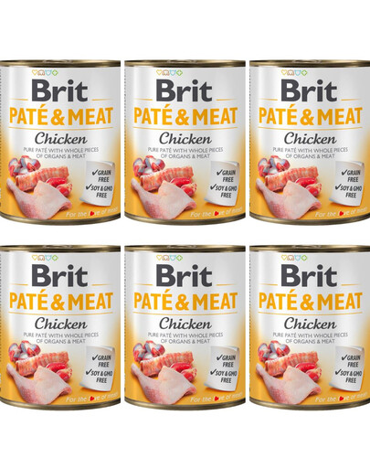 BRIT Pate&Meat chicken 6x800 g paštika s kuřecím masem