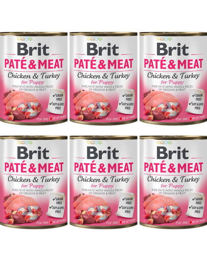 BRIT Pate&Meat puppy 6x800 g paštika pro štěňata