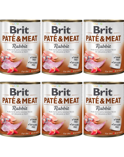 BRIT Pate&Meat rabbit 6x800 g paštika s králíčím masem