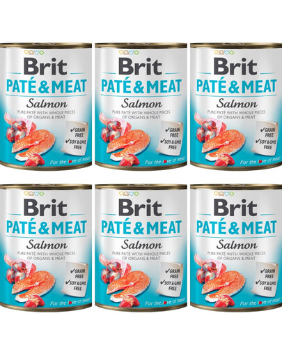 BRIT Pate&Meat Salmon 6x800 g paštika s lososem