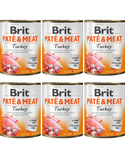 BRIT Pate&Meat Turkey 6x800 g paštika s krůtím masem