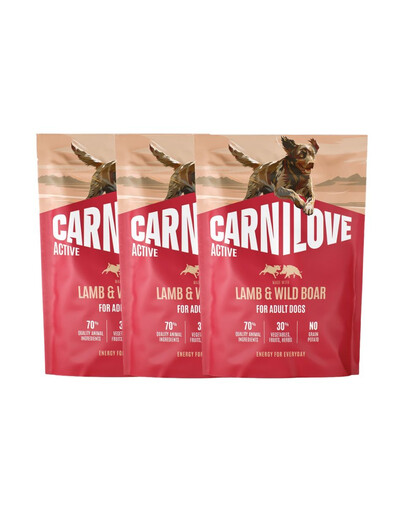CARNILOVE Active Dog Lamb and Wild Boar Adult 3x1,5 kg jehněčí a divočák, krmivo pro dospělé psy