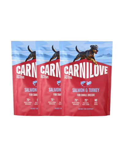 CARNILOVE Active Dog Salmon & Turkey Adult Small Breeds 3x1,5 kg losos a krůta, pro dospělé psy malých plemen