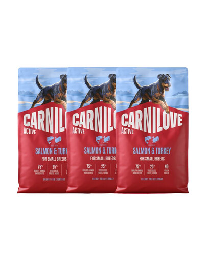 CARNILOVE Active Dog Salmon & Turkey Adult Small Breeds 3x4 kg łosoś i indyk, dla dorosłych psów małych ras