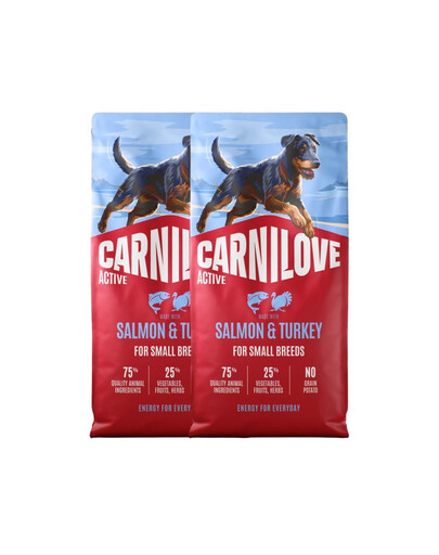 CARNILOVE Active Dog Salmon & Turkey Adult Small Breeds 2x12 kg losos a krůta, pro dospělé psy malých plemen
