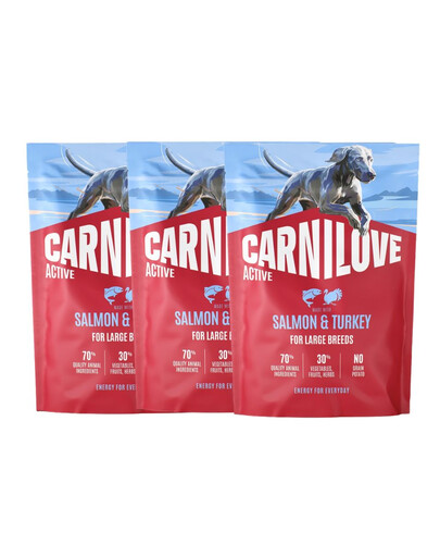 CARNILOVE Active Dog Salmon & Turkey Adult Large Breeds 3x1,5 kg losos a krůta, pro dospělé psy velkých plemen
