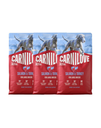 CARNILOVE Active Dog Salmon & Turkey Adult Large Breeds 3x4 kg losos a krůta, pro dospělé psy velkých plemen