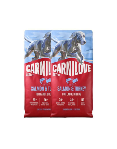 CARNILOVE Active Dog Salmon & Turkey Adult Large Breeds 2x12 kg losos a krůta, pro dospělé psy velkých plemen