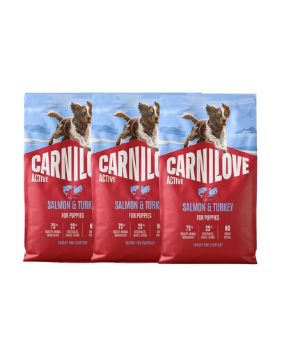 CARNILOVE Active Dog Salmon & Turkey Puppies 3x4 kg losos a krůta, pro rostoucí štěňata