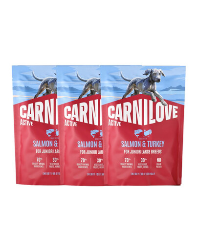 CARNILOVE Active Dog Salmon and Turkey Junior Large Breeds 3x1,5 kg losos a krůta, pro rostoucí mladá velká plemena