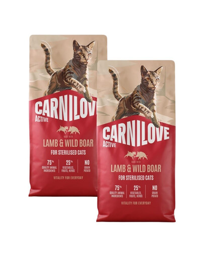 CARNILOVE Active Cat Lamb and Wild Boar Sterilised 2x6 kg jehněčí a maso z divočáka, pro sterilizované kočky