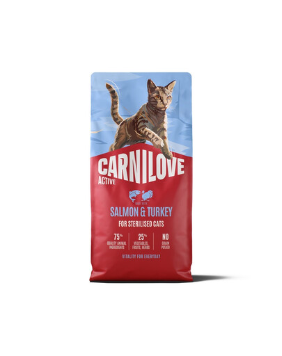 CARNILOVE Active Cat Salmon and Turkey Sterilised 6 kg losos a krůta, pro kastrované kočky
