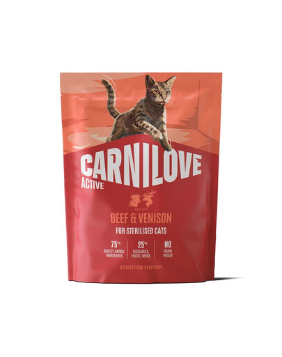 CARNILOVE Active Cat Beef and Venison Sterilised 400 g hovězí a jelení maso, pro kastrované kočky