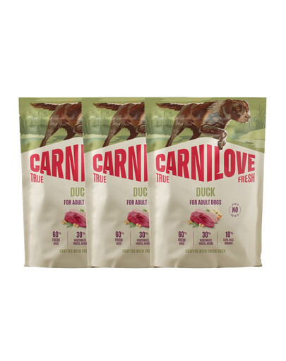 CARNILOVE True Fresh Dog Duck Adult Small Breeds 3x1,5 kg suché krmivo s čerstvou kachnou pro dospělé psy malých plemen