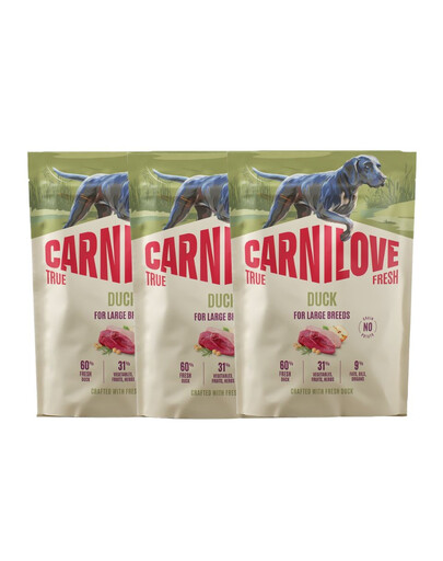 CARNILOVE True Fresh Dog Duck Adult Large Breeds 3x1,5 kg suché krmivo s čerstvou kachnou pro dospělé psy velkých plemen