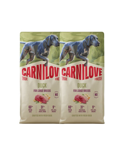CARNILOVE True Fresh Dog Duck Adult Large Breeds 2x12 kg suché krmivo s čerstvou kachnou pro dospělé psy velkých plemen