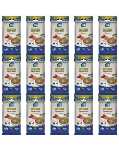 FARMINA N&D Ocean Cat Creamy Salmon and Tuna 15x60 g s lososem a tuňákem, krémová pochoutka pro kočky