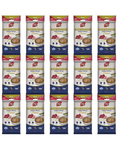 FARMINA N&D Quinoa Cat Weight Management Cream Chicken and Tuna 15x60 g s kuřetem a tuňákem, krémová pochoutka pro kočky s nadváhou