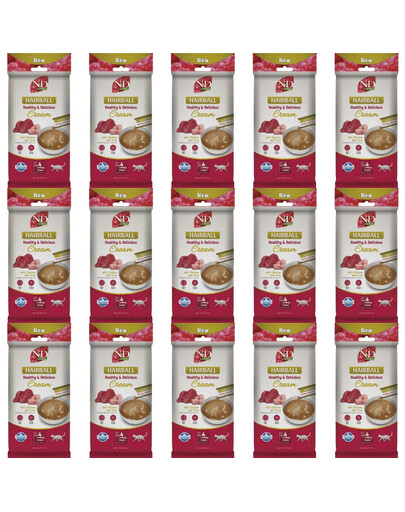 FARMINA N&D Quinoa Cat Hairball Cream Chicken and Tuna 15x60 g s kuřecím masem a tuňákem, krémový pamlsek proti tvorbě trichobezoárů pro kočky