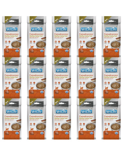 FARMINA Vet Life Cat Convalescence Creamy 15x60 g s kuřetem a tuňákem, krémová pochoutka pro kočky podporující regeneraci organismu