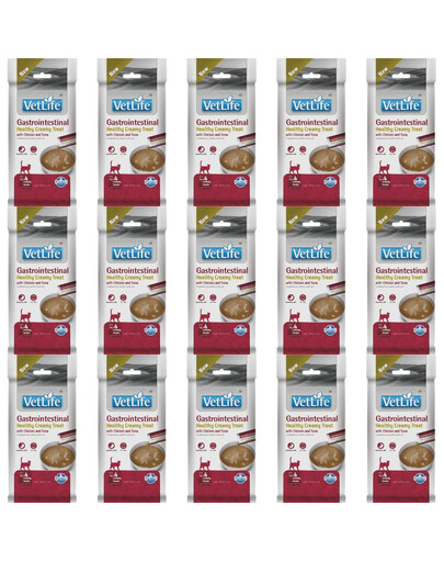 FARMINA Vet Life Cat Gastrointestinal Creamy 15x60 g s kuřetem a tuňákem, krémová pochoutka pro kočky podporující správné trávení