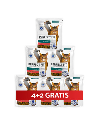 PERFECT FIT Sterile 1+ 6 x 750 g Kompletní krmivo pro dospělé kočky s vysokým obsahem hovězího masa 4+2 ZDARMA