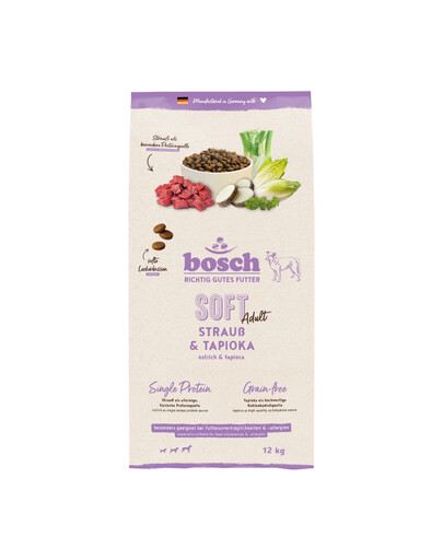 BOSCH HPC Soft Adult 12 kg monoproteinové krmivo pro psy s pštrosem a tapiokou