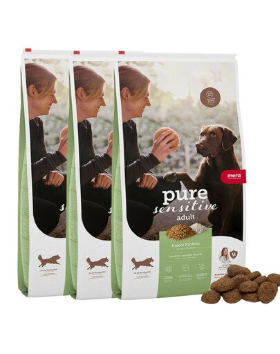 MERA Dog Pure Sensitive Adult Insect Protein 3x4 kg hmyzí bílkoviny, suché krmivo pro citlivé psy