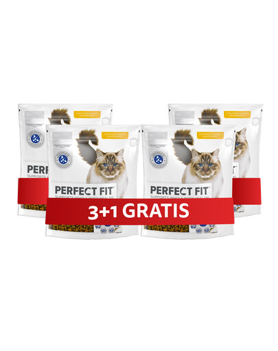 PERFECT FIT Sensitive 1+ 4 x 750 g Kompletní krmivo pro dospělé kočky s vysokým obsahem krůty 3+1 ZDARMA