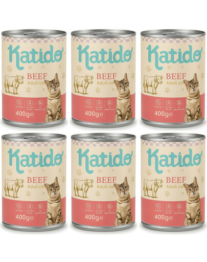 KATIDO Adult Cat Beef 6x400 g hovězí s lososovým olejem pro kočky