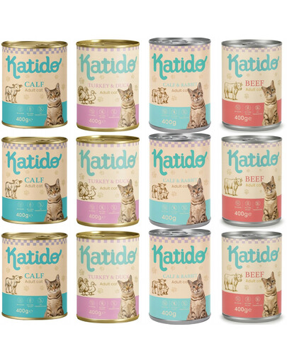 KATIDO Adult Cat Mix chutí 12 x 400g mokré krmivo pro kočky