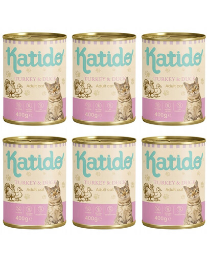 KATIDO Adult Cat Turkey & Duck 6x400 g krůta a kachna s lososovým olejem pro kočky