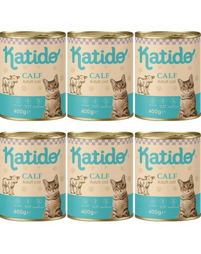 KATIDO Adult Cat Veal 6x400 g telecí maso s lososovým olejem pro kočky