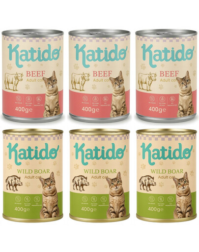 KATIDO Adult Cat Sada pro kočky s červeným masem 6 x 400 g mokré krmivo pro kočky