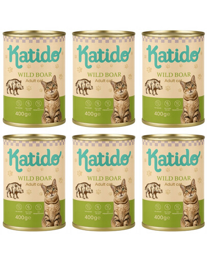 KATIDO Adult Cat Wild Boar 6x400 g kanec s lososovým olejem pro kočky