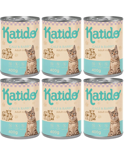 KATIDO Adult Cat Veal and Rabbit 6x400 g telecí a králičí maso s lososovým olejem pro kočky