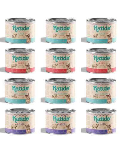KATIDO Adult Cat Superpremium Mix příchutí 12 x 200g mokré krmivo pro kočky