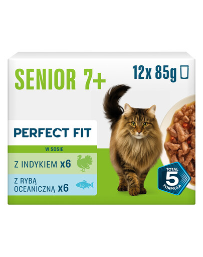 PERFECT FIT Senior 7+ Mix Příchutí 12 x 85g krmivo pro starší kočky