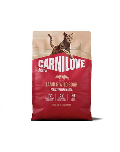 CARNILOVE Active Cat Lamb and Wild Boar Sterilised 2 kg jagnięcina i dzik, dla kotów sterylizowanych
