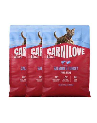 CARNILOVE Active Cat Salmon & Turkey for Kittens 3x2 kg losos a krůta, pro koťata všech plemen