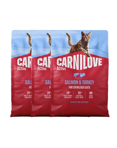 CARNILOVE Active Cat Salmon & Turkey Sterilized 3x2 kg losos a krůta, pro sterilizované kočky