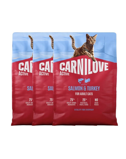 CARNILOVE Active Cat Salmon & Turkey Adult 3x2 kg losos a krůta, pro všechny dospělé kočky